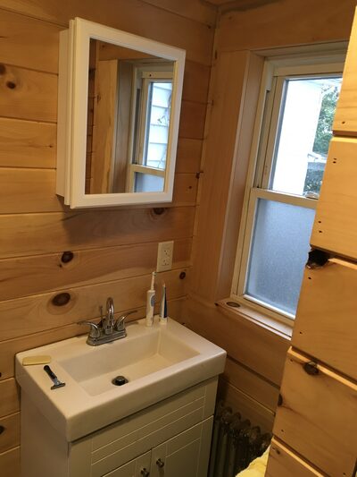 Bathroom sink and mirror
